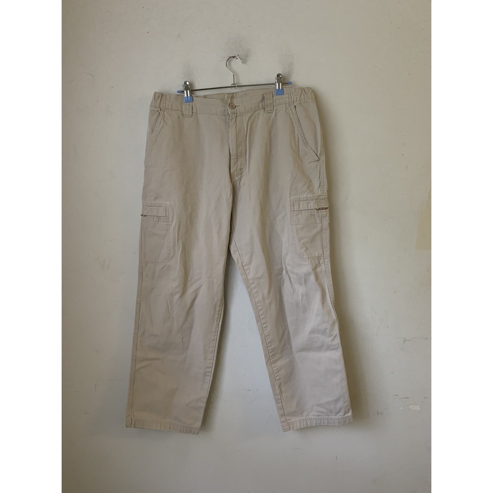 LL Bean Mens Pants 36x30 Khaki Canvas Workwear Outdoor‎ Beige Cargo Twill Spring